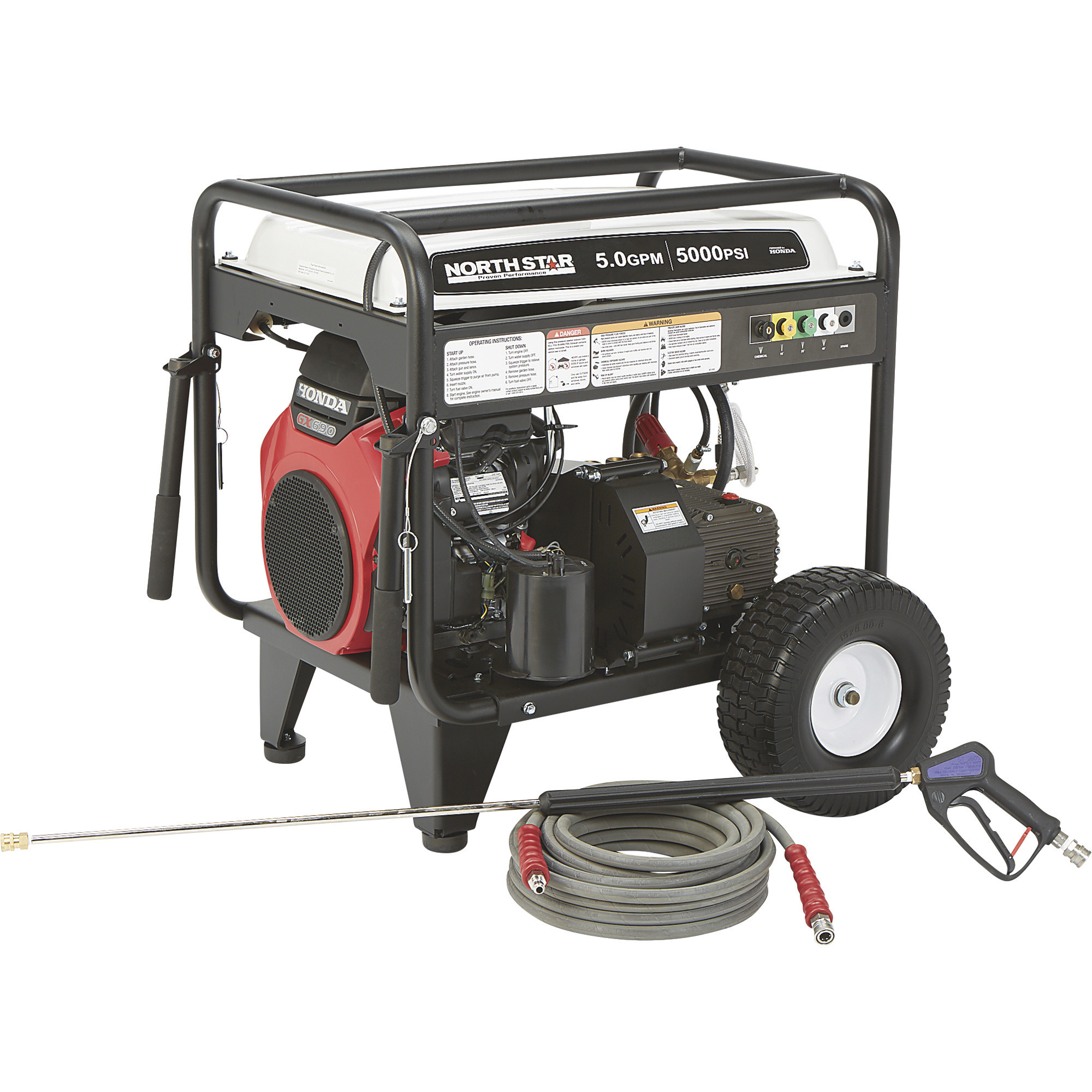 NorthStar Gas Cold Water Pressure Washer, Honda GX690 V-Twin OHV Engine, Electric Start, 5000 PSI, 5 GPM